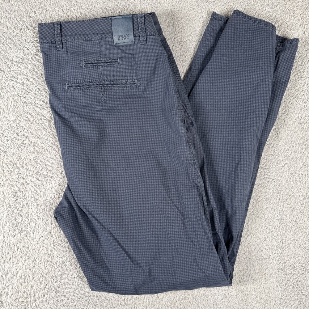 BRAX Fabio Pants Mens 38x32 Chino Blue Print